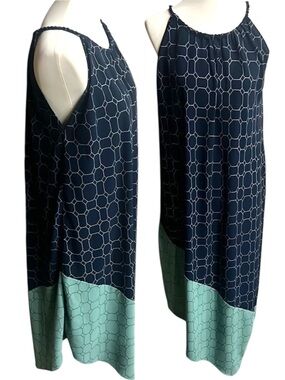 RACHEL Rachel Roy Blue and Green Halter Sundress Maxi, Large